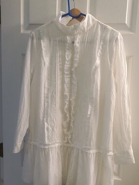 Area stars White Textured Button-Up Top cotton dress